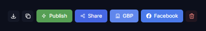Publish, Share, GBP, and Facebook buttons in article toolbar